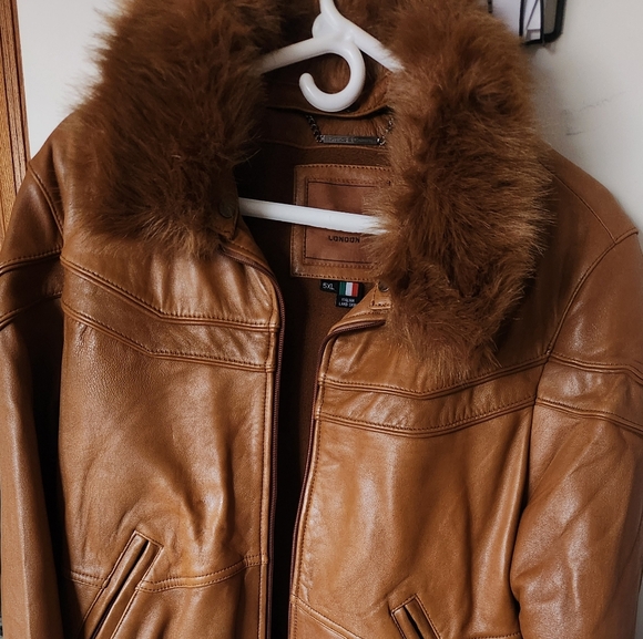 KNOLES CARTER CHESTNUT BROWN ITALIAN LAMBSKIN COAT BOMBER - Picture 3 of 10